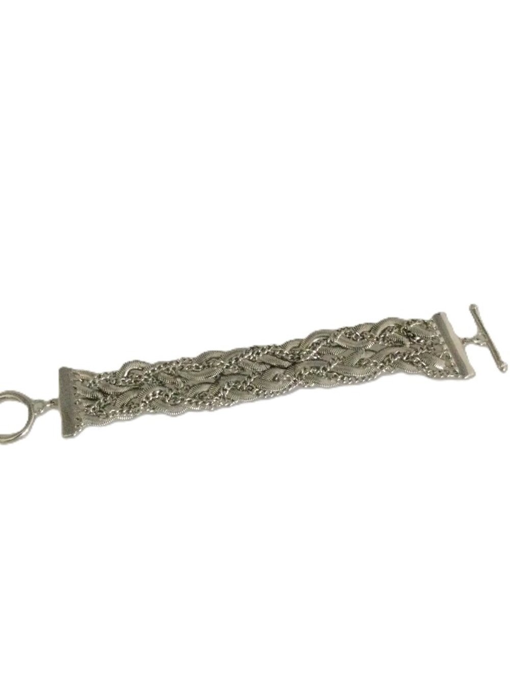 Vintage‎ Silver Tone Intertwined Multi Strand Braided Bracelet 7.5"